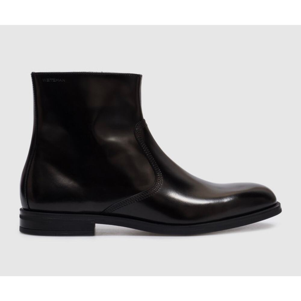 Stuart Weitzman Leather Angel Leather Zip Ankle Boots SJ201 Black Size 10M NWB